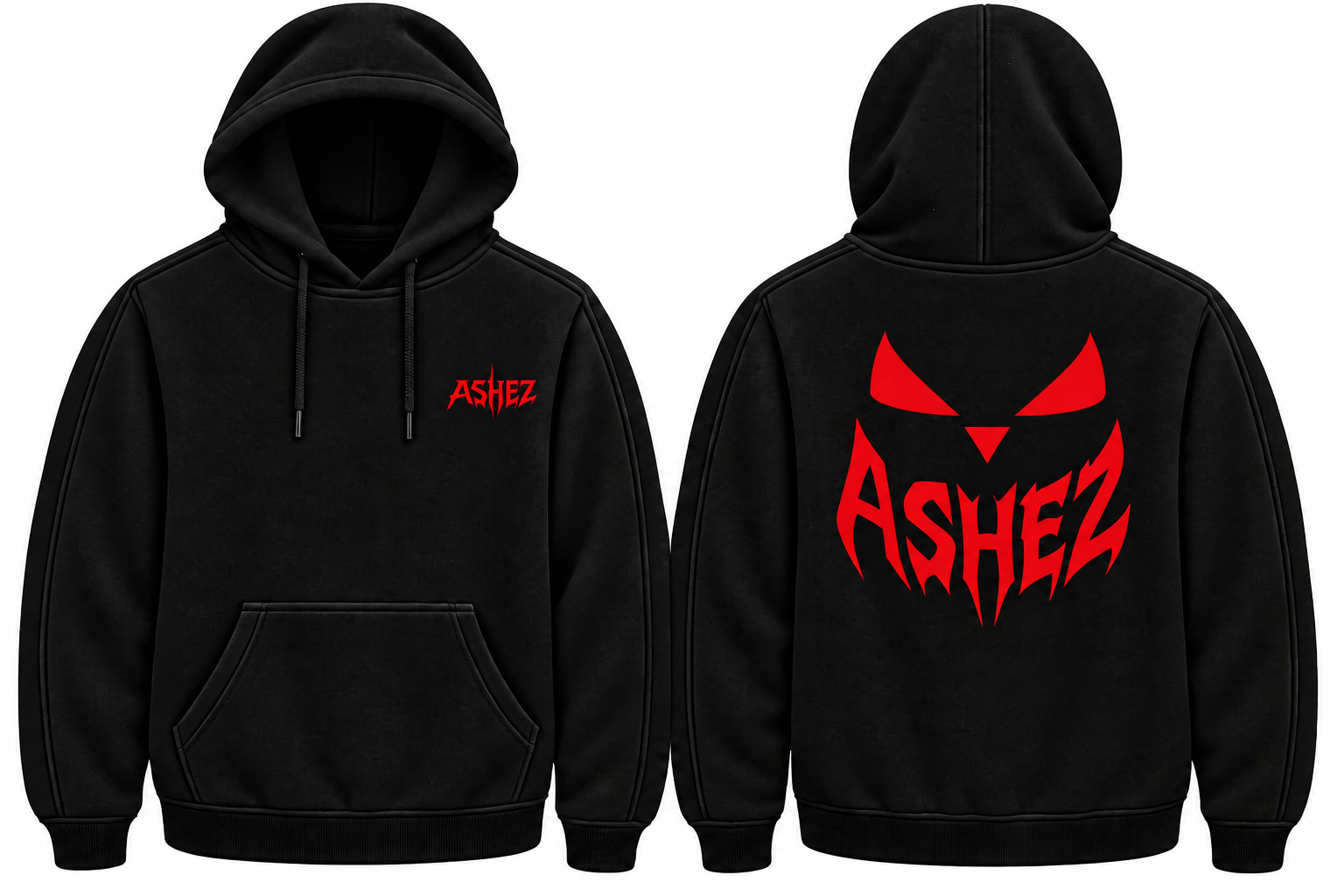 Project #003 black Halloween hoodie, front and back