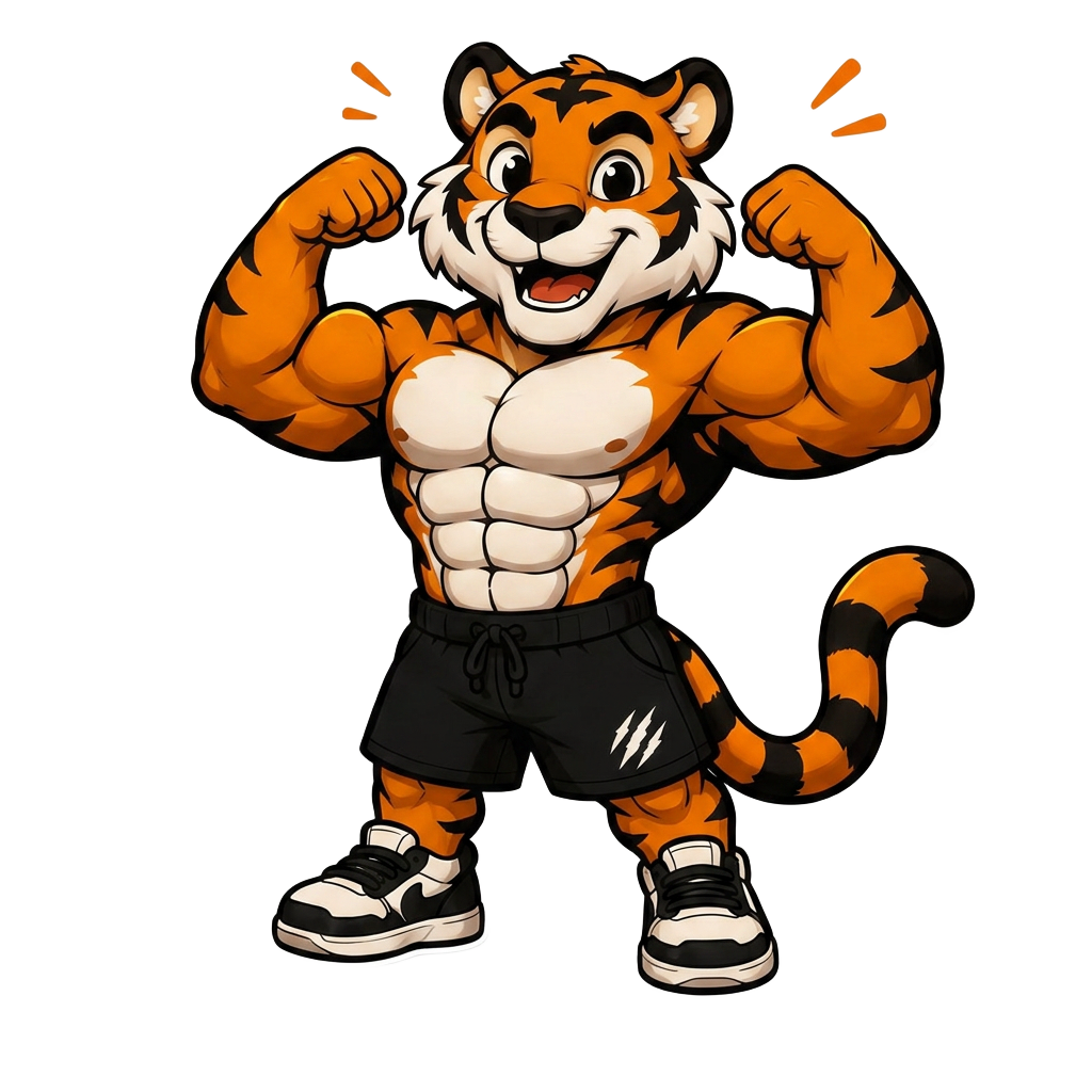 Ashy the Tiger flexing